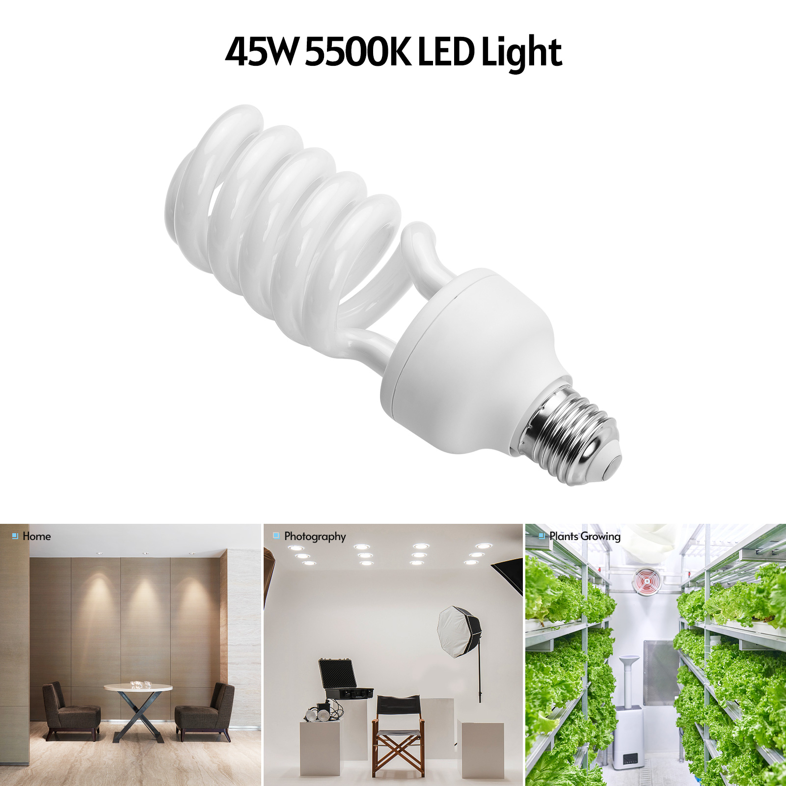 45W Spiral Fluorescent Light B - Photography Bulb recension och pris