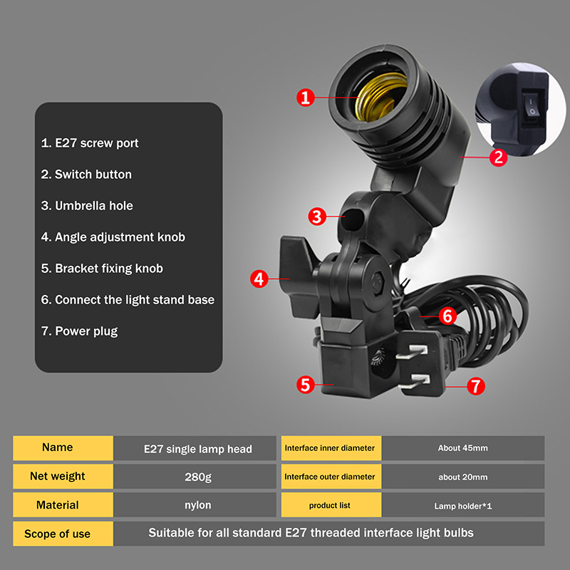 E27 AC Socket Lamp Single Head - Photography Bulb recension och pris